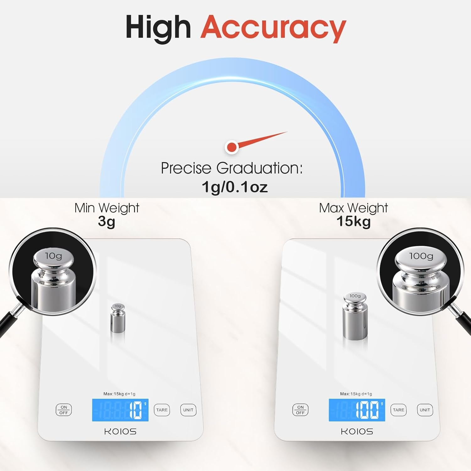 USB Rechargeable Food Scale, 33Lb/15Kg Kitchen Scale Digital Weight Grams and Oz for Cooking Baking, 1G/0.1Oz Precise Graduation, Waterproof Tempered Glass, 6 Weight Units, Tare Function