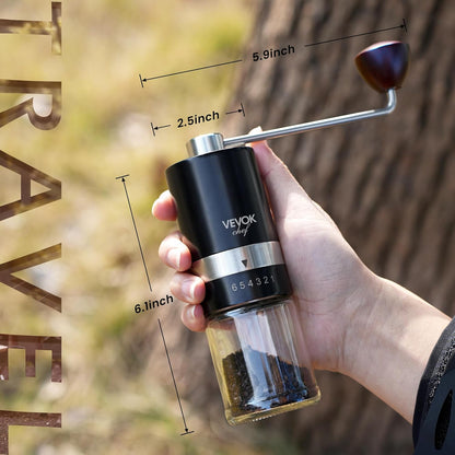 Manual Coffee Grinder Hand Coffee Grinder 6 Adjustable Setting Stainless Steel Conical Burr Mill Portable Hand Crank Coffee Bean Grinder Ultra Fine for Espresso Gift