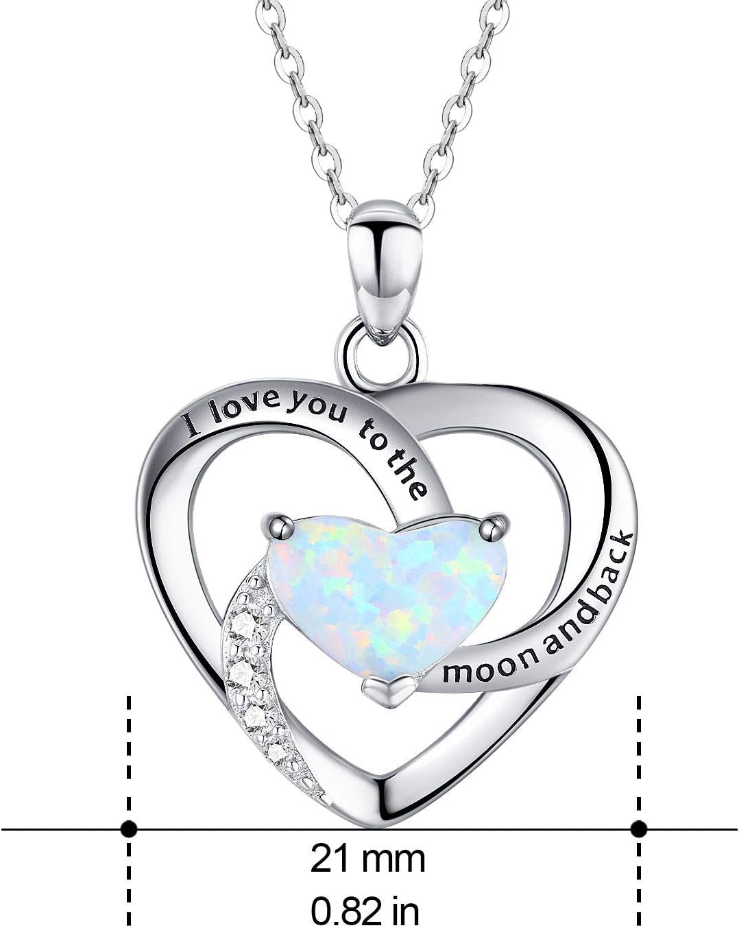 I Love You to the Moon and Back Necklace Opal Moon and Star Heart Necklace Mother Gift Mother Necklace Girlfriend Jewelry Gift Graduation Gifts for Her