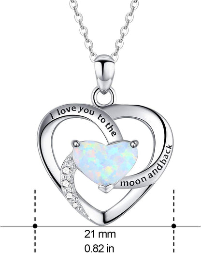 I Love You to the Moon and Back Necklace Opal Moon and Star Heart Necklace Mother Gift Mother Necklace Girlfriend Jewelry Gift Graduation Gifts for Her