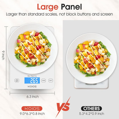 USB Rechargeable Food Scale, 33Lb/15Kg Kitchen Scale Digital Weight Grams and Oz for Cooking Baking, 1G/0.1Oz Precise Graduation, Waterproof Tempered Glass, 6 Weight Units, Tare Function