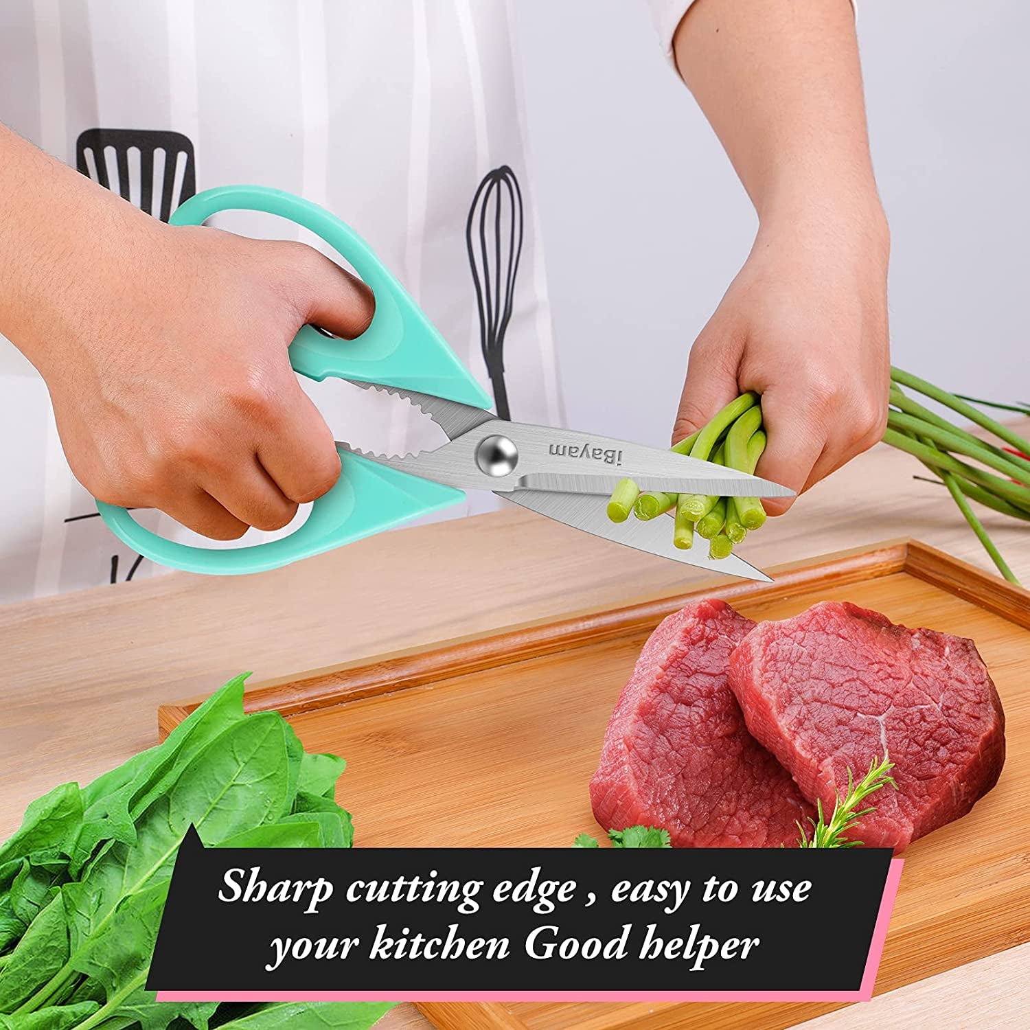 Kitchen Shears,  Kitchen Scissors All Purpose Heavy Duty Meat Scissors Poultry Shears, Dishwasher Safe Food Cooking Scissors Stainless Steel Utility Scissors, 2-Pack, Pastel Pink, Mint Blue